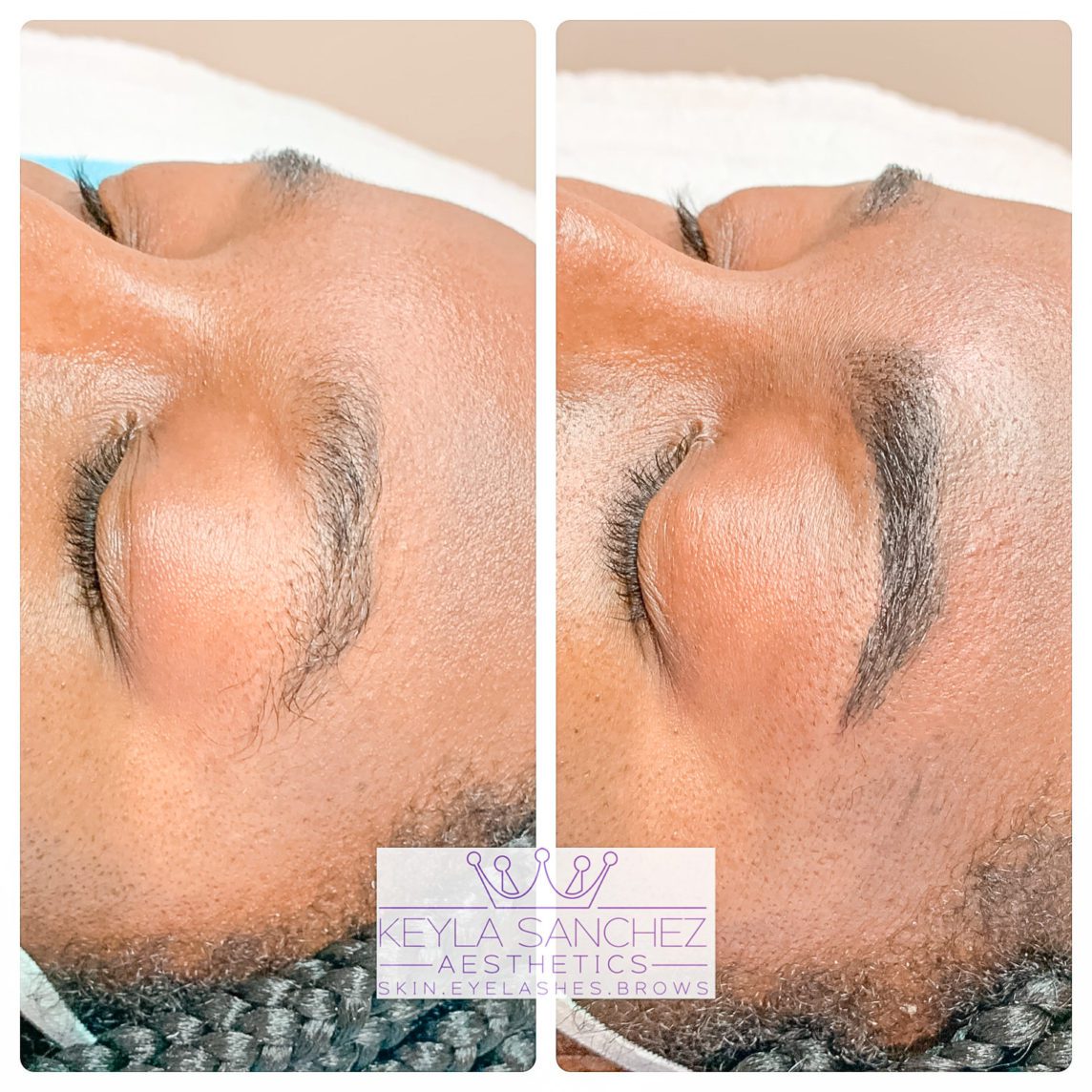 Microblading and microshading before and after brow.