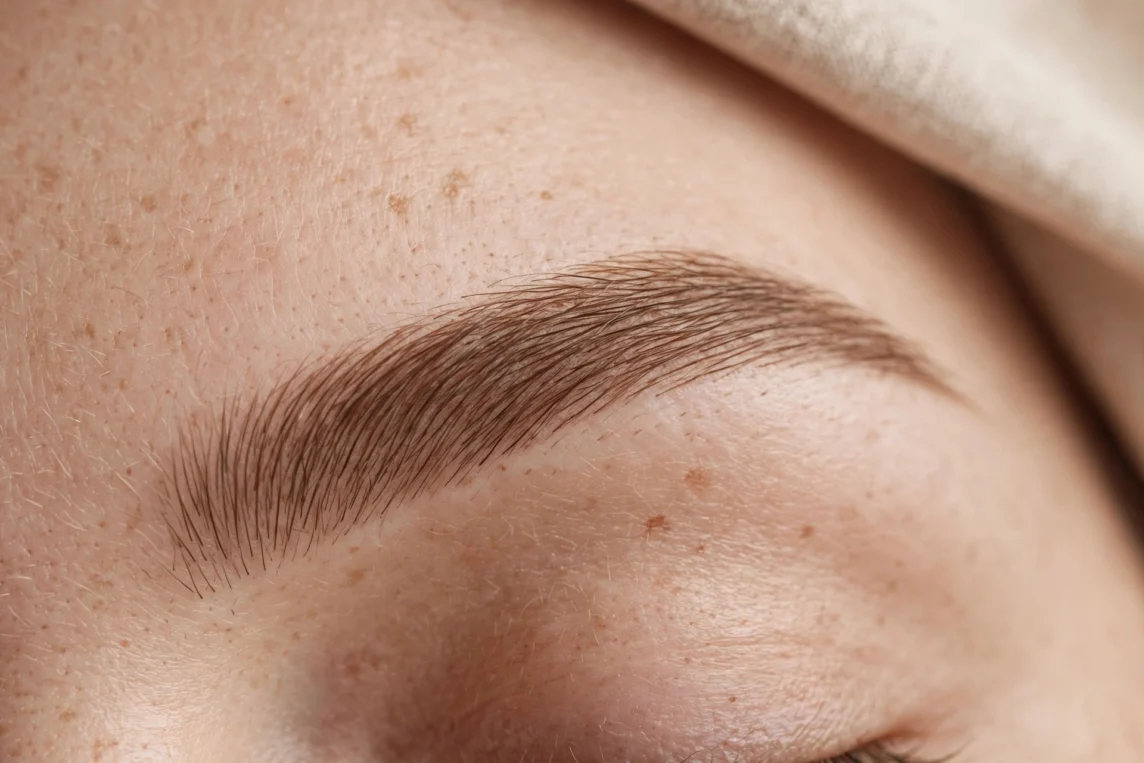 Antes y después del microblading de cejas.